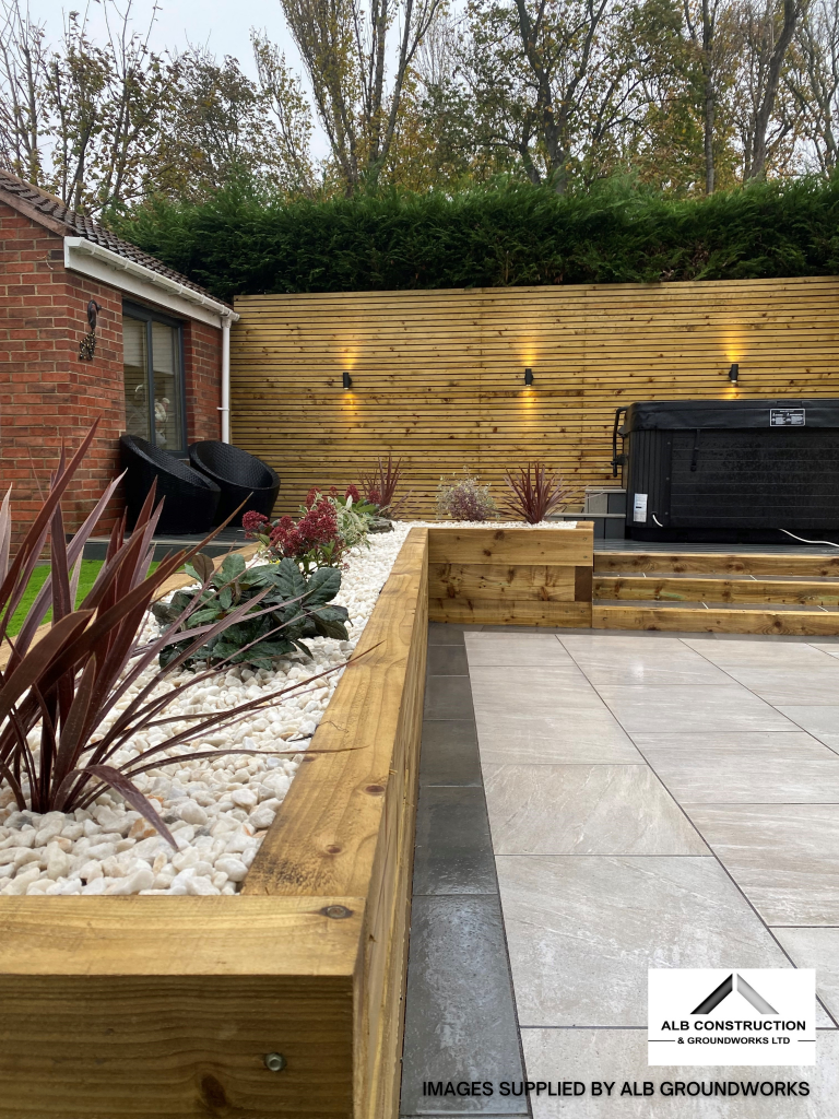 Garden Raised Flower Bed Using New Railway Sleepers