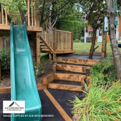 Steps made from railway sleepers